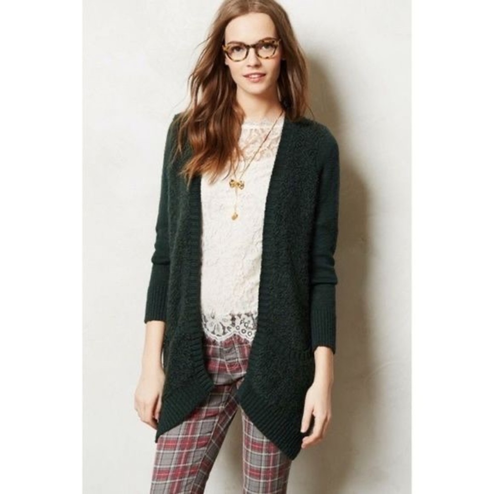 Anthropologie Sleeping On Snow Green Boucle
Open Cardigan